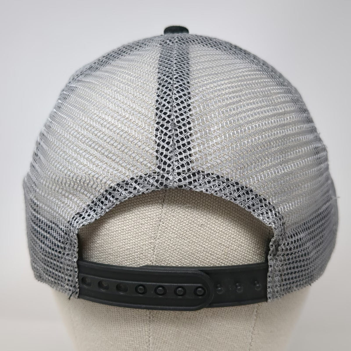 Infinity Trucker Hat Black Gray One Size Mesh Snapback Lucky Rooster Whiskey