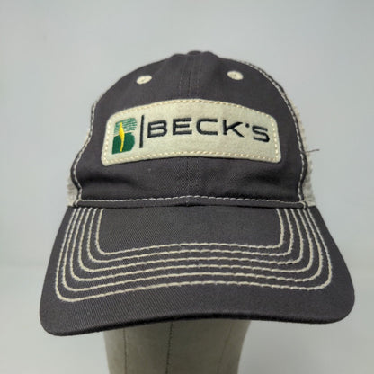 Beck's Seeds Men's Strapback Mesh Back Hat Gray Size OSFA Embroidered Logo