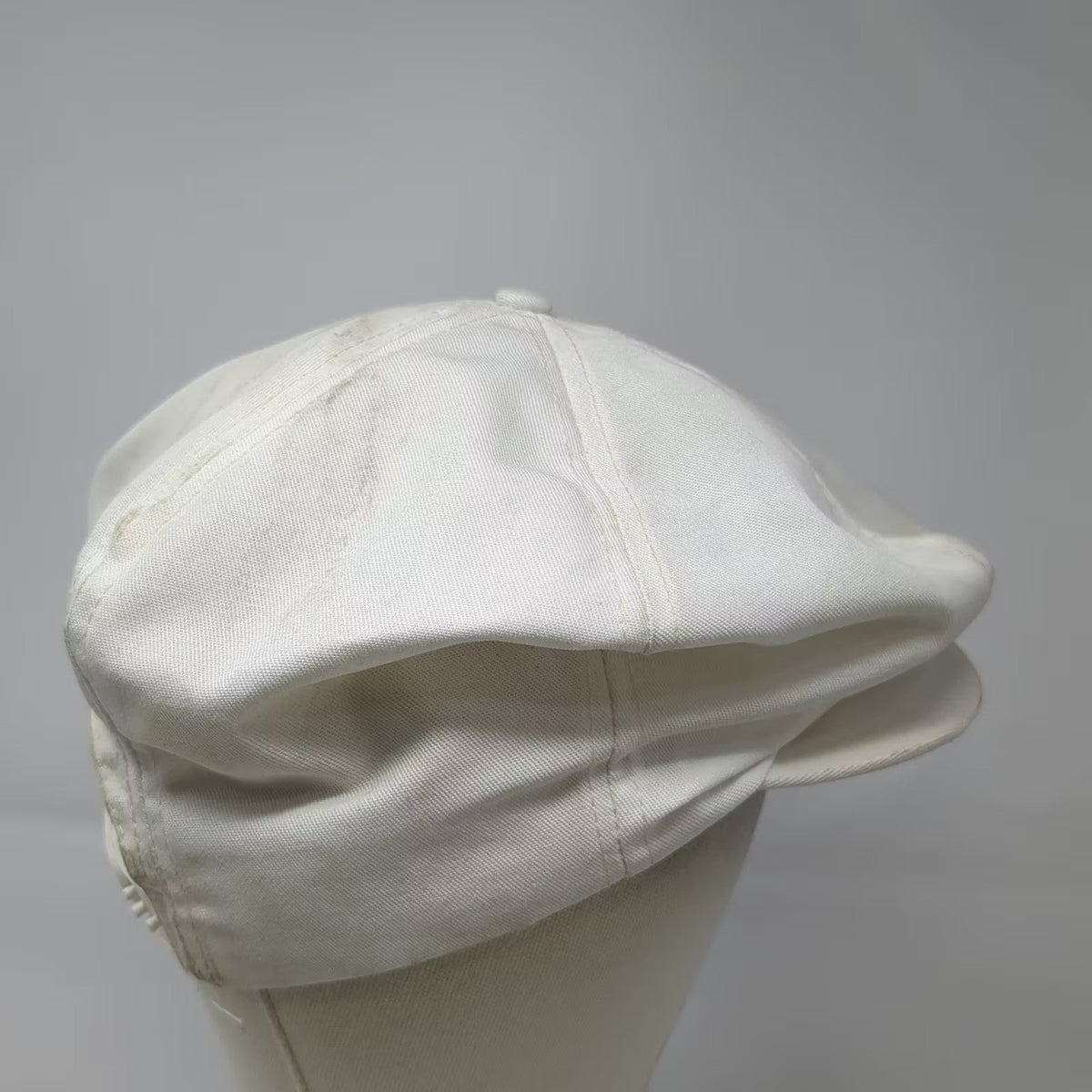 Newsboy Cap Hat White One Size Snapback Made in USA Vintage 8 Panel Solid