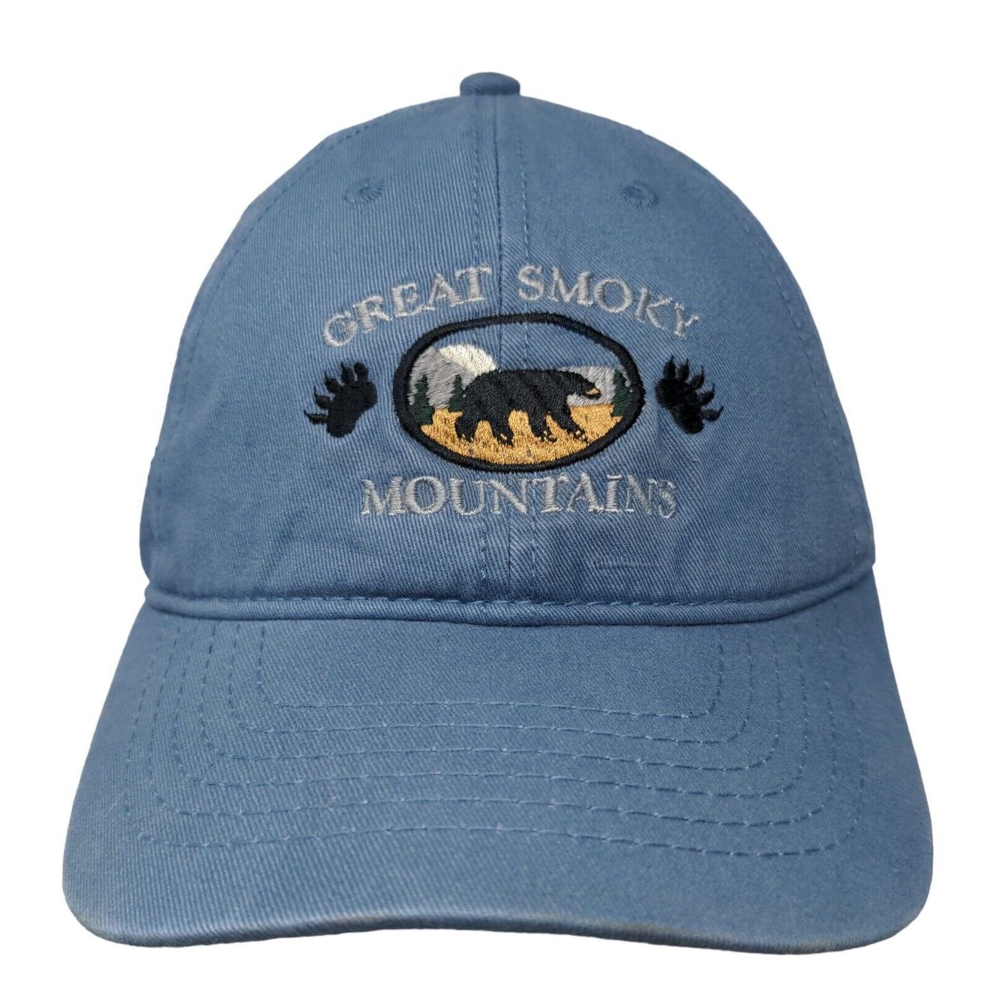 Great Smoky Mountains Strapback Hat One Size Blue Embroidered Jacobson Hat