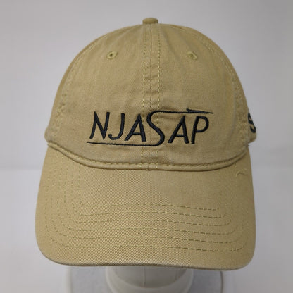 NJASAP SU Strapback Hat Tan One Size Adjustable Embroidered 6 Panel Cotton
