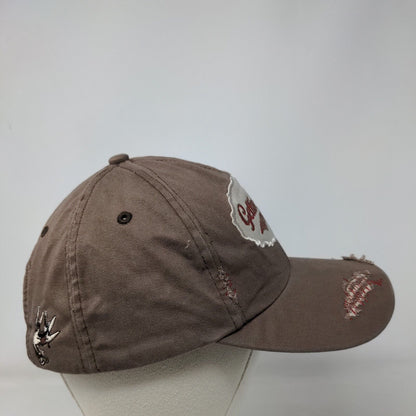 Gettin' Close Slideback Hat Brown OSFA Adjustable Embroidered Distressed Cotton