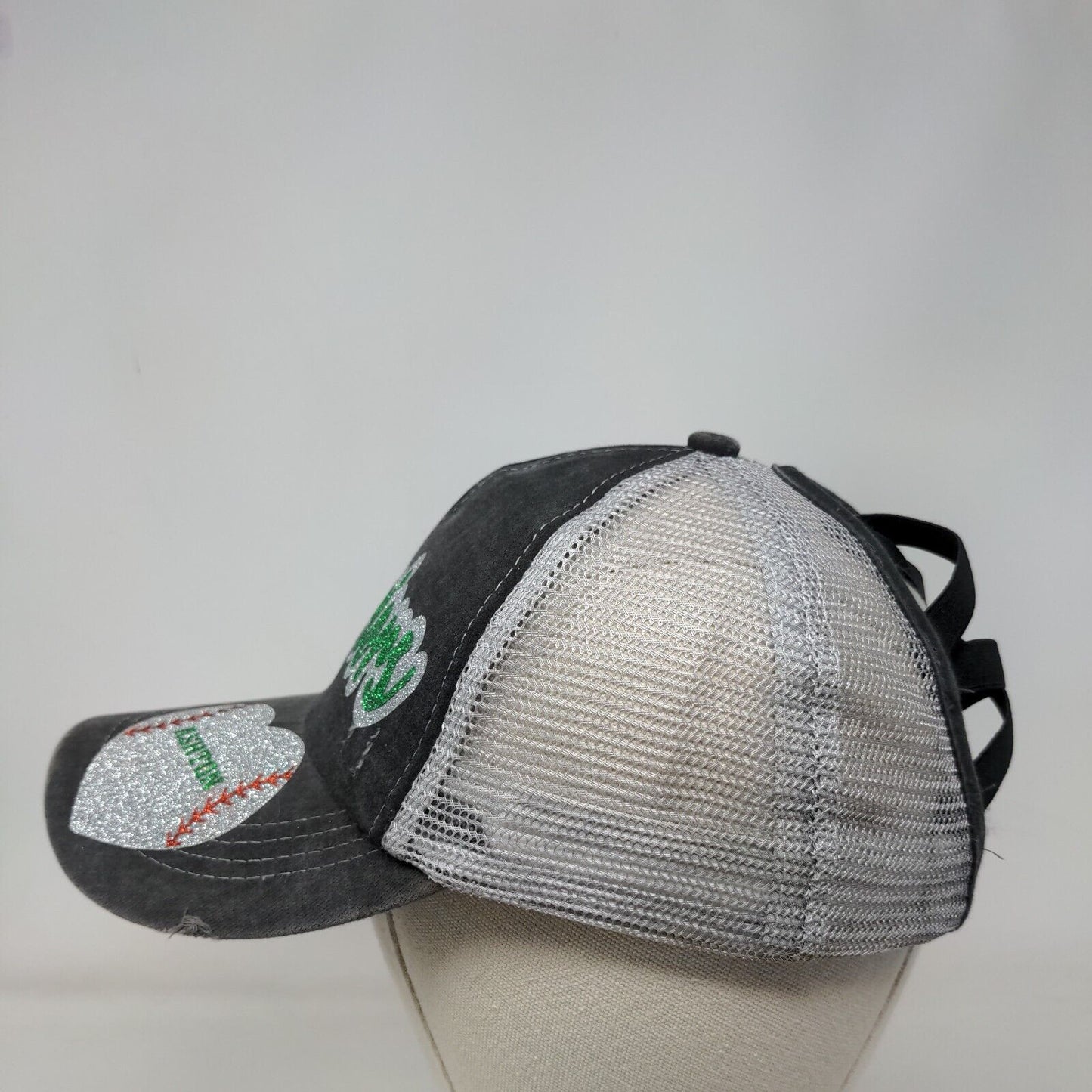 Ashton Warriors Strapback Mesh Back Ponytail Trucker Hat Gray One Size