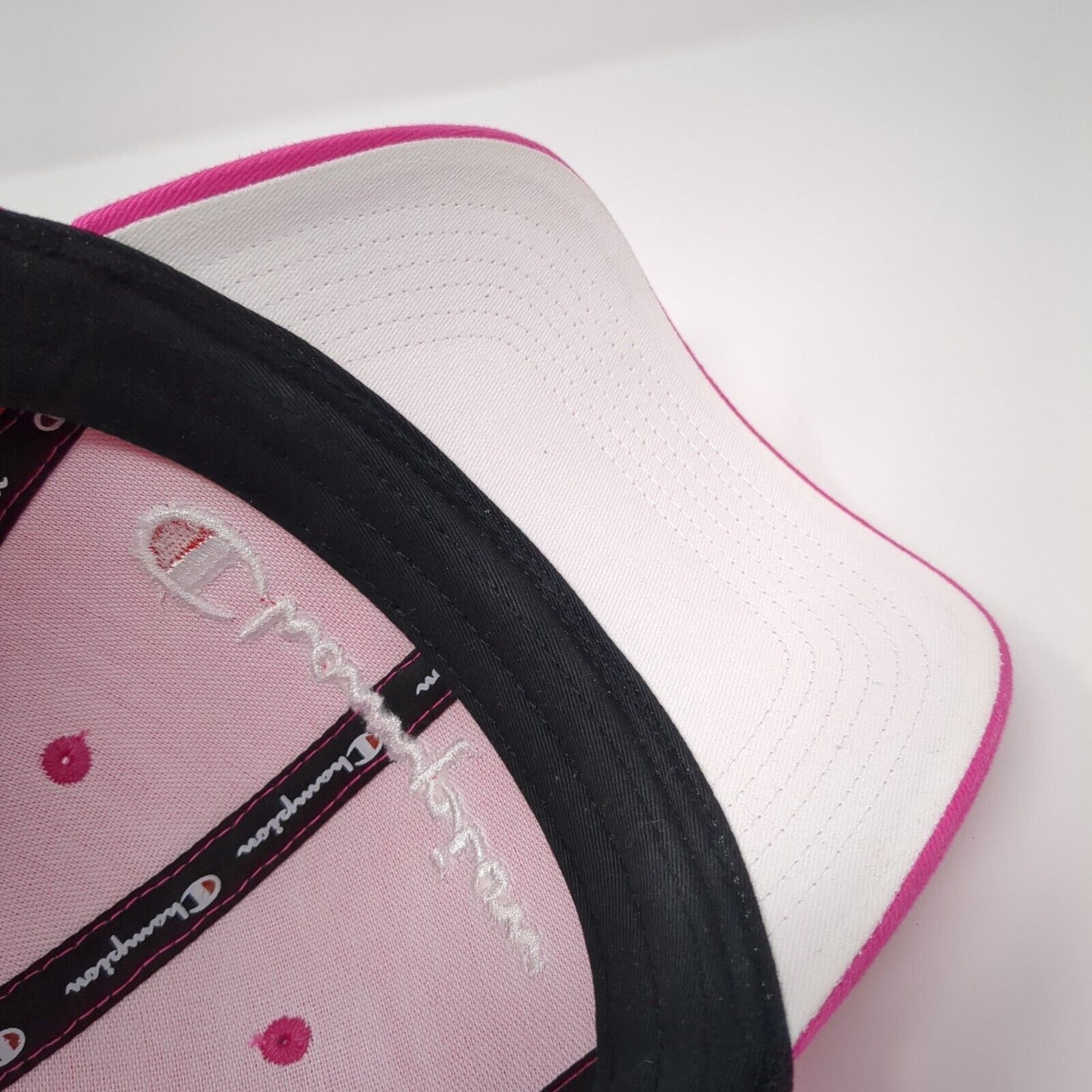 Champion Slideback Hat Pink One Size Embroidered Leather Strap 6 Panel
