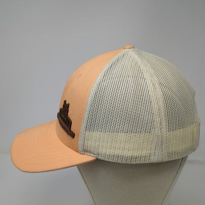 Richardson Trucker Hat Orange L Snapback Mesh Back Leather Patch Trucking