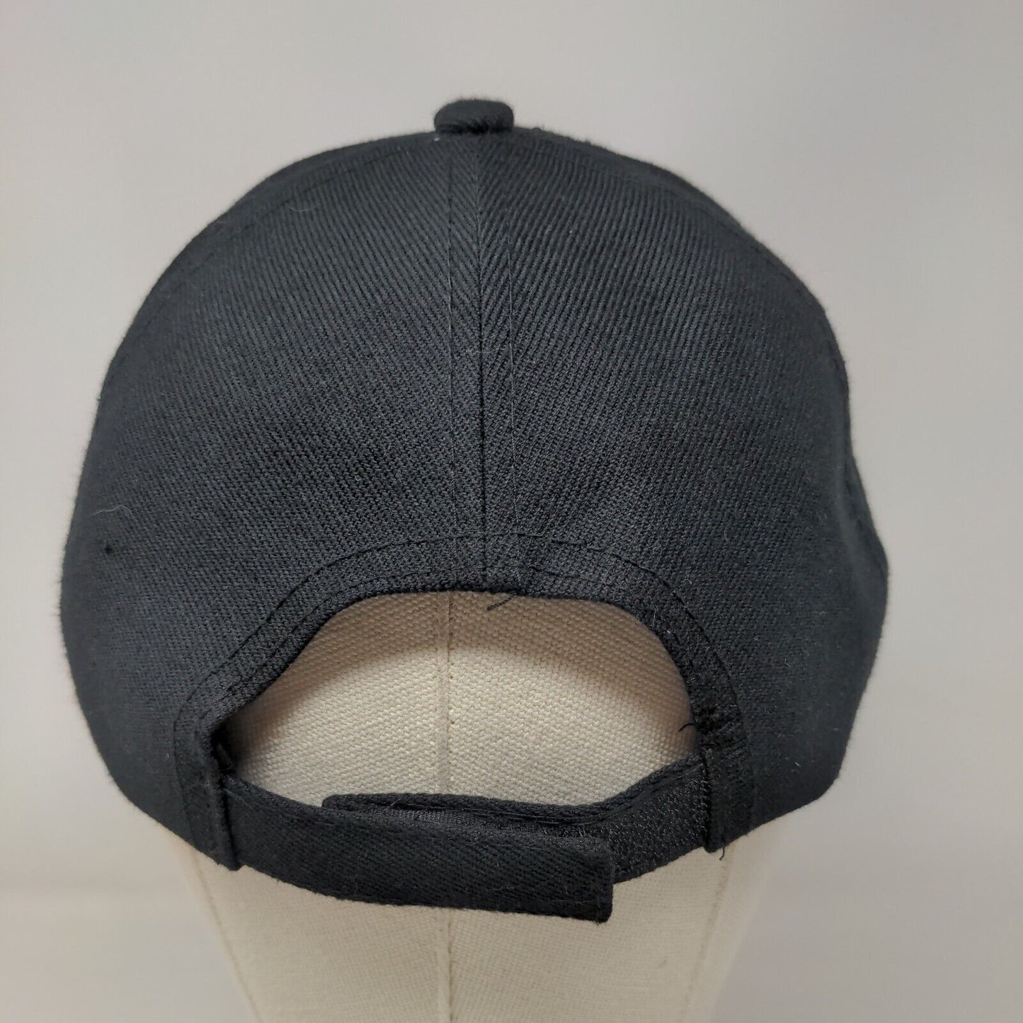 Unbranded Strapback Hat Black One Size Adjustable Embroidered 6 Panel