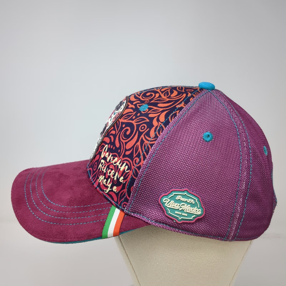 Pier 27 Baseball Cap Purple One Size Sugar Skull Cancun Riviera Maya Mexico Hat