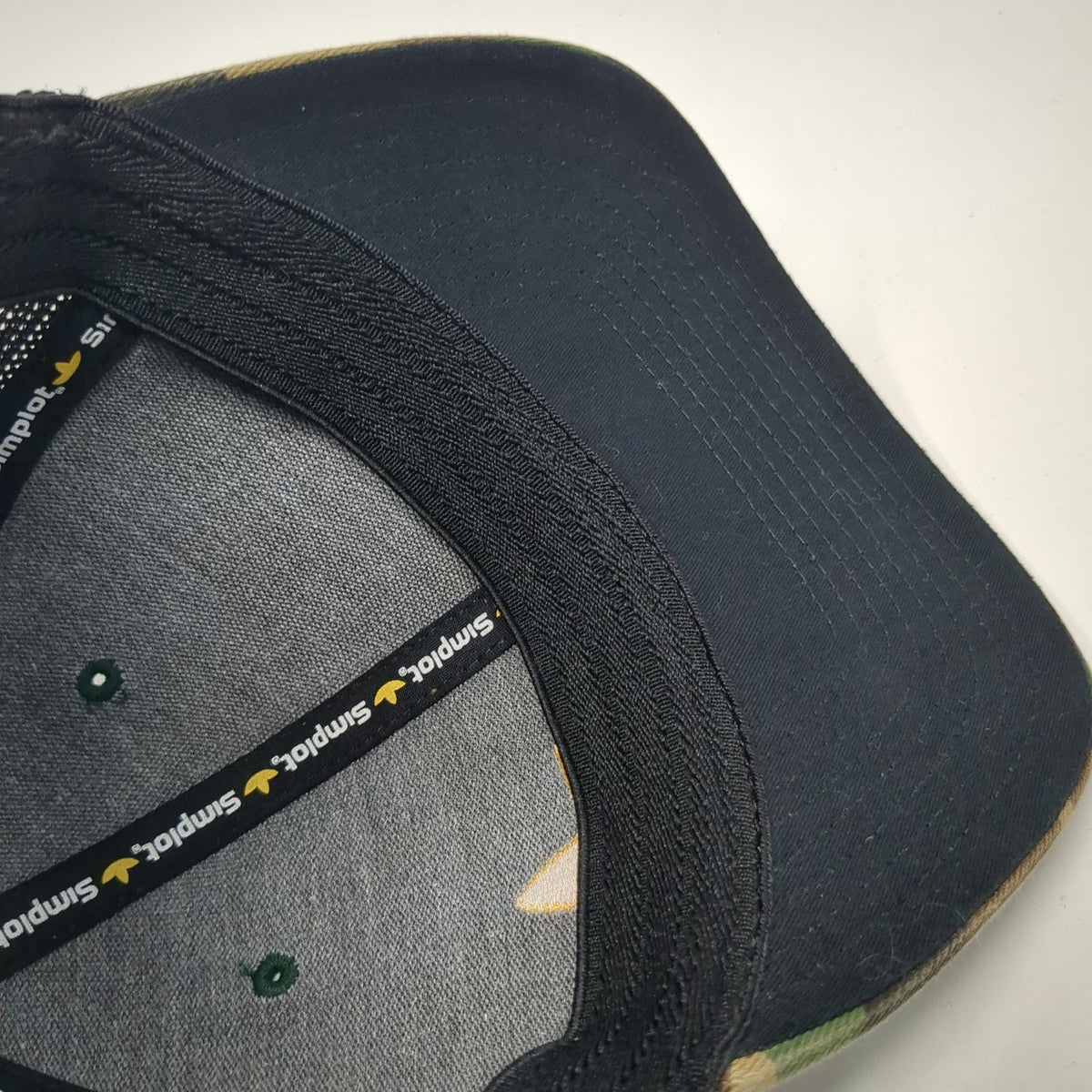 Simplot Baseball Cap Green M Camo Mesh Flexfit Yellow Logo Structured Hat