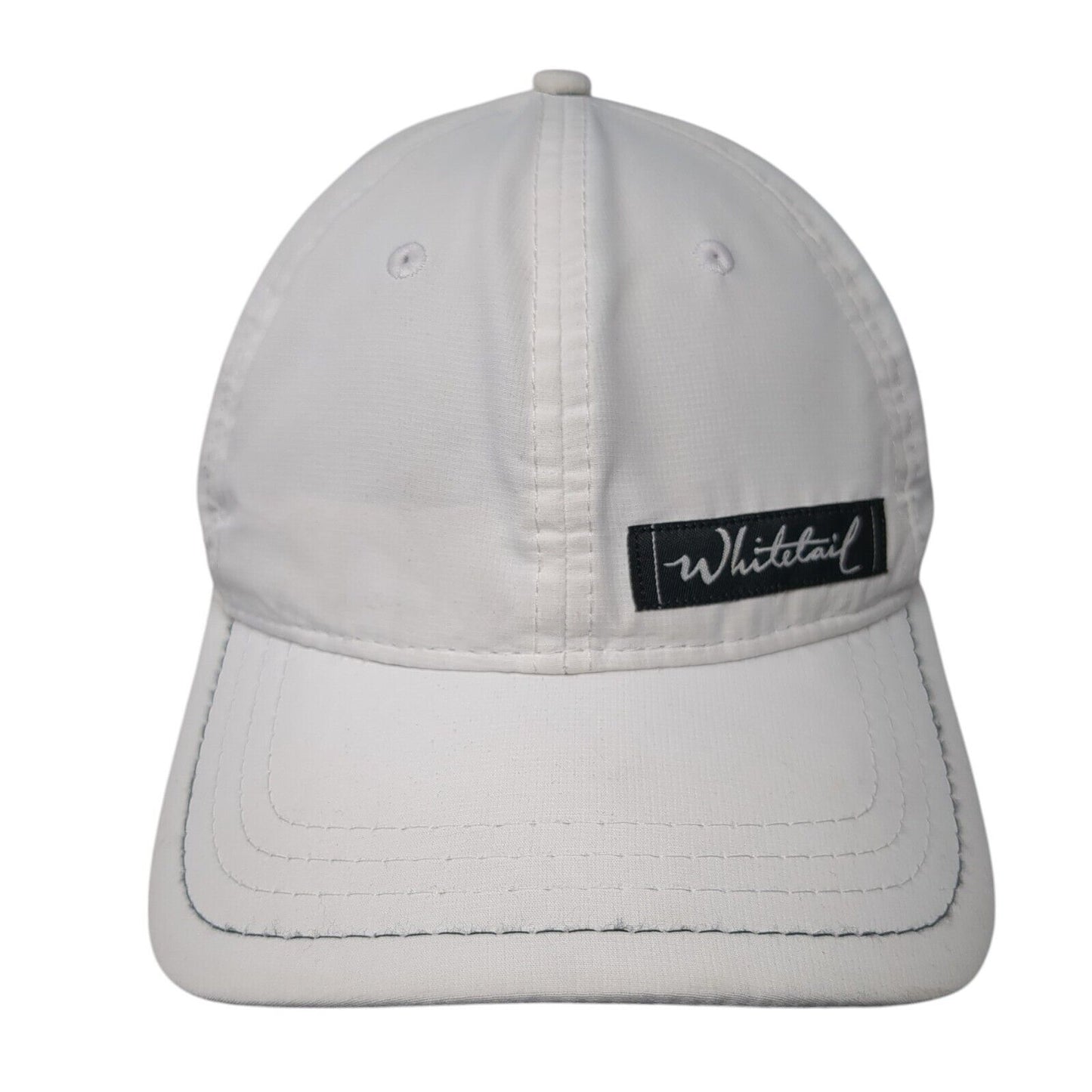 Whitetail Strapback Hat White One Size Adjustable Vented Holes 6 Panel Pukka
