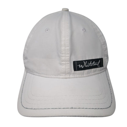Whitetail Strapback Hat White One Size Adjustable Vented Holes 6 Panel Pukka