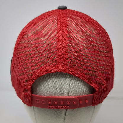 Richardson Trucker Hat Gray Red One Size Standard Electric Leather Patch Hat