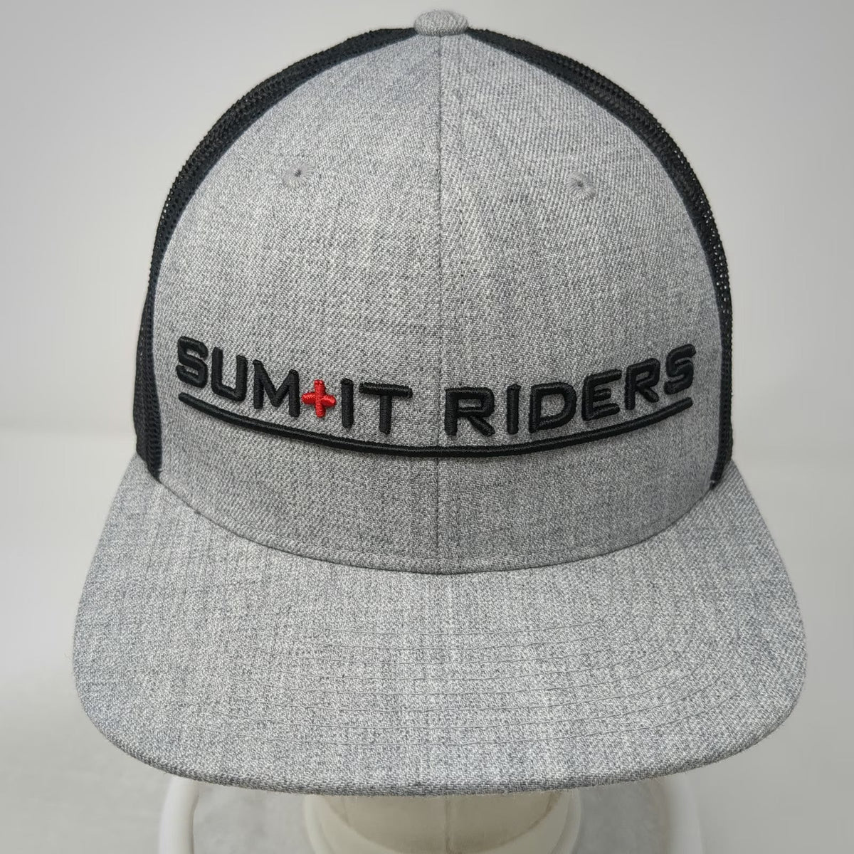 Trucker Hat Gray OSFM Mesh Back Summit Riders Red Plus Embroidered Adjustable