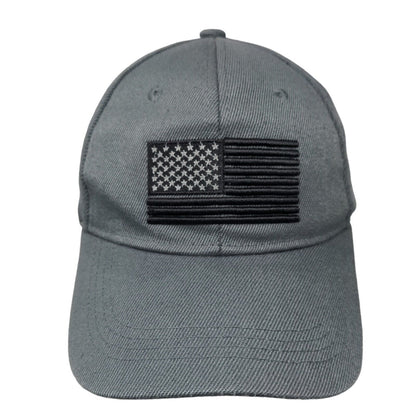 American Flag Slideback Hat Gray One Size Embroidered Solid 6 Panel