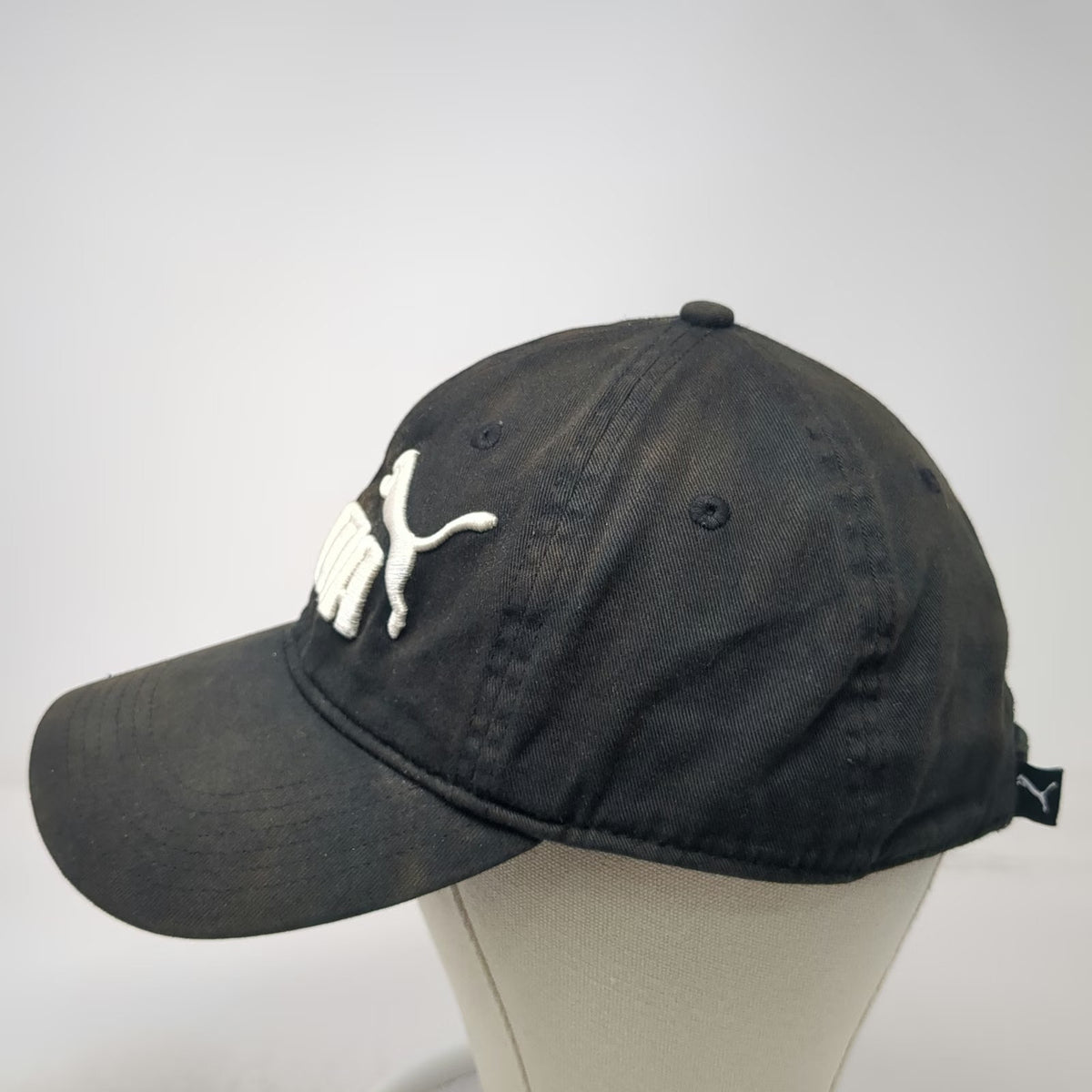 Puma Baseball Cap Black One Size Embroidered Cat Logo Adjustable Slideback Hat