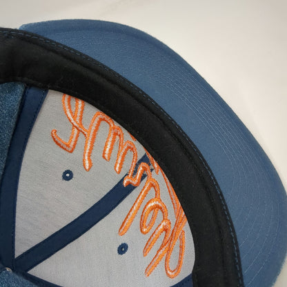 Hurley Snapback Blue One Size Wool Blend Script Logo Flat Brim Side Flag Hat