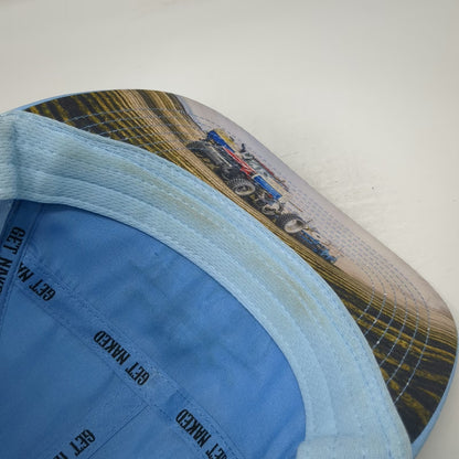The Heartbeat Brand Trucker Hat Blue One Size Buck Naked Perforated Tractor