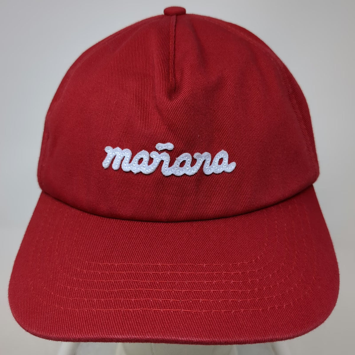 Mañana 5 Panel Red Hat One Size Snapback Austin Texas Surfing Company Taping