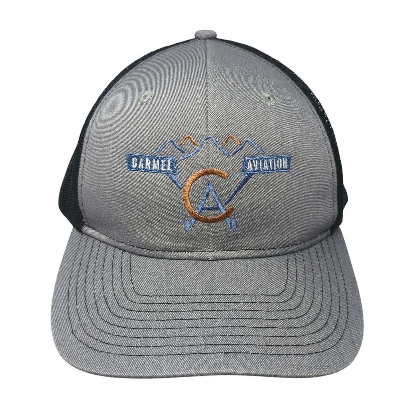 Carmel Aviation Trucker Hat Gray One Size Adjustable Mesh Back Port Authority