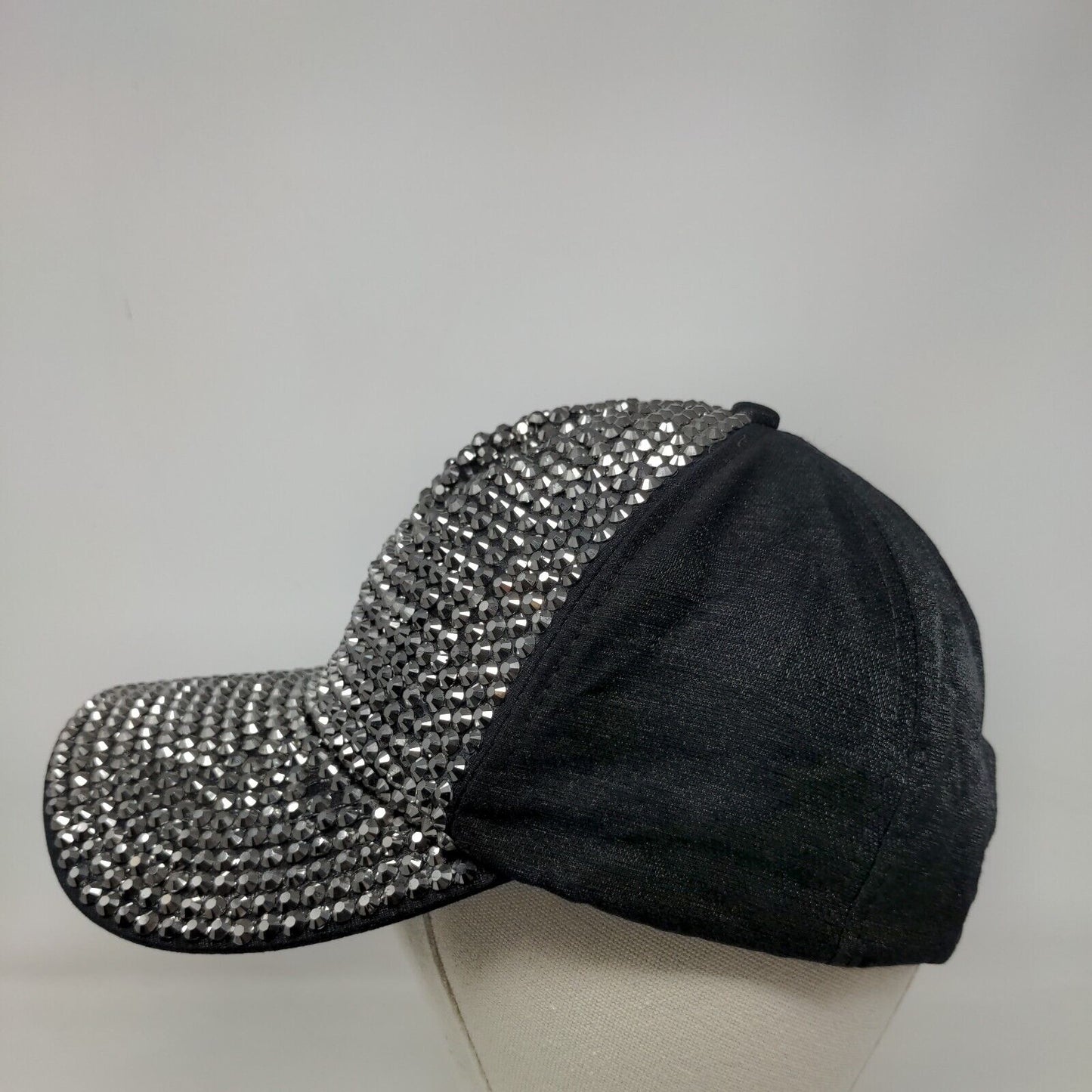 Unbranded Snapback Hat Black One Size Adjustable Bling Rhinestone Studded