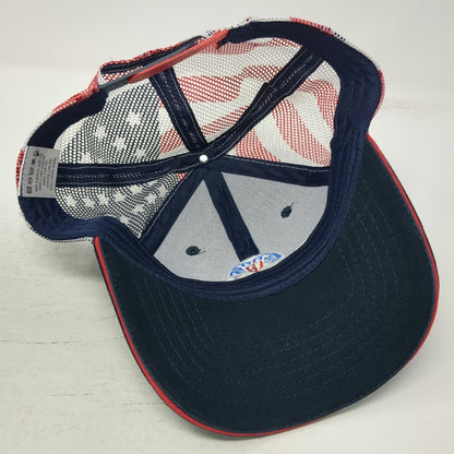 Farmers Insurance Trucker Hat Blue One Size American Flag Est 1928 Mesh Snapback