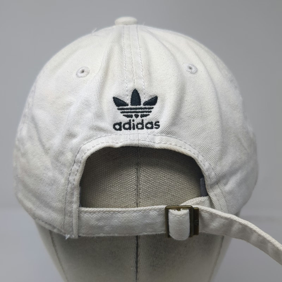 Adidas Baseball Cap White One Size Trefoil Logo Embroidered Slideback Strap Hat