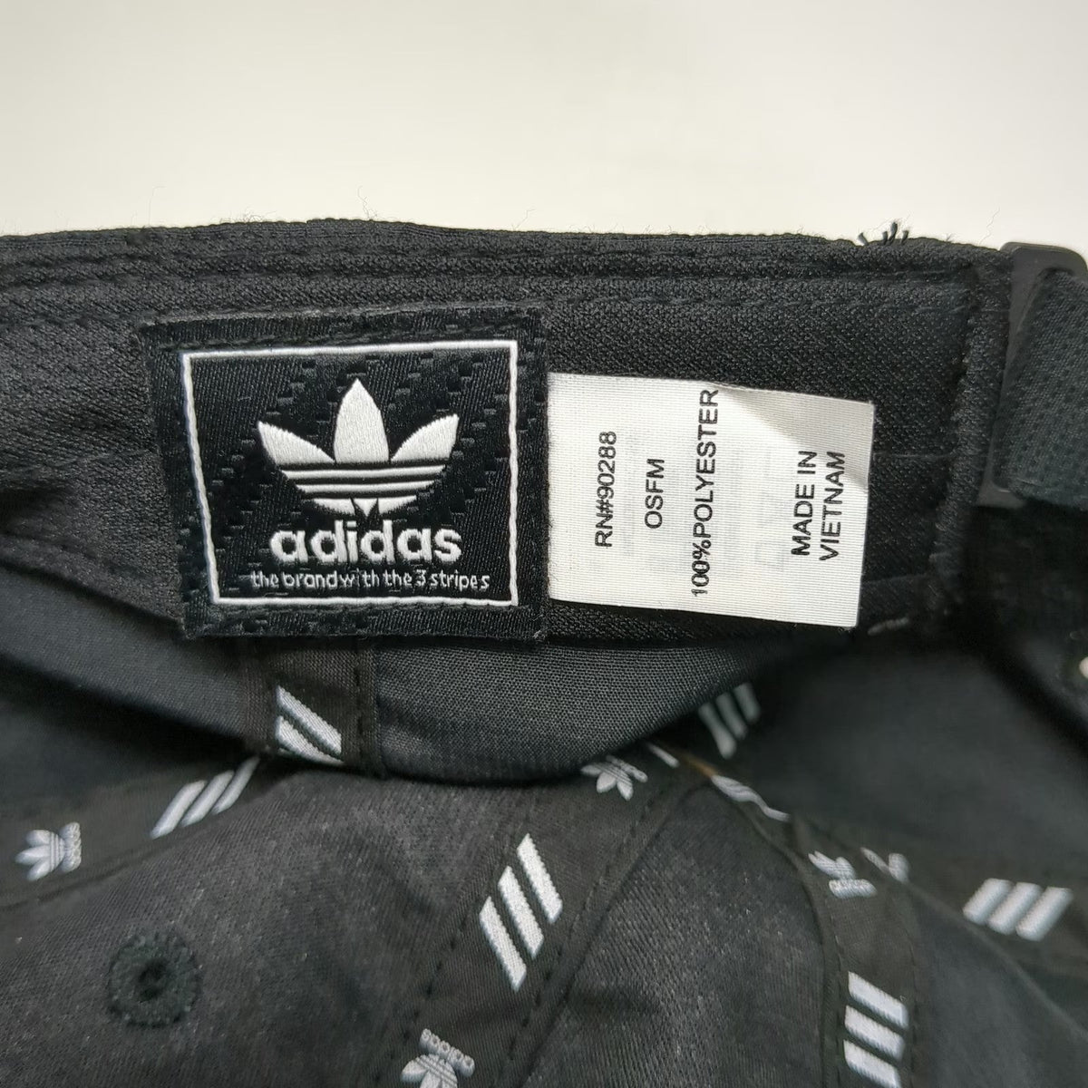 Adidas Baseball Cap Black One Size Trefoil Logo Side Graphic Polyester Strap Hat