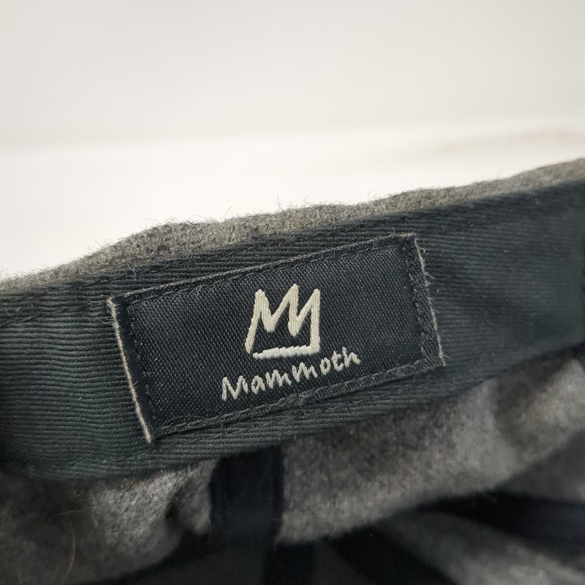 Mammoth Baseball Cap Gray One Size Leather Patch Wool Blend Flat Brim Hat Crown