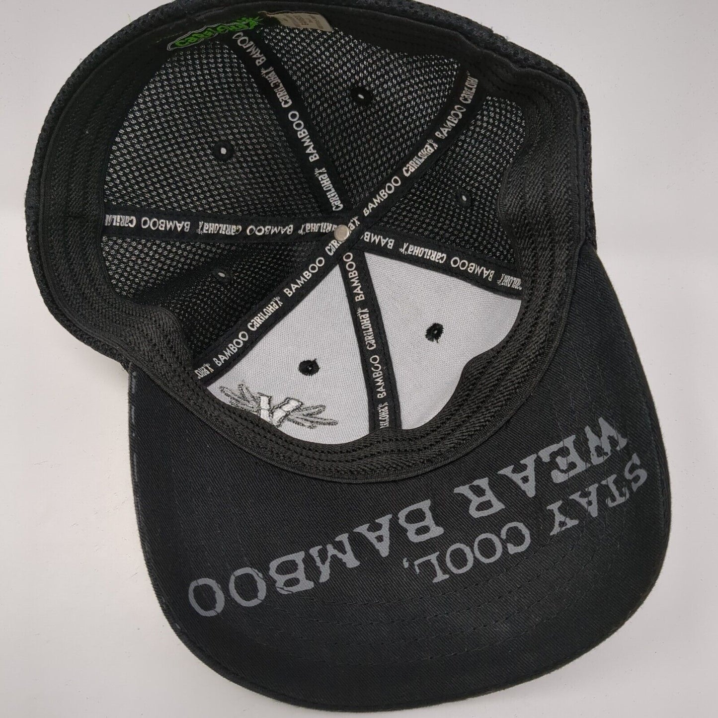 Cariloha Bamboo Stay Cool Fitted Trucker Hat Black S/M Embroidered Mesh Back