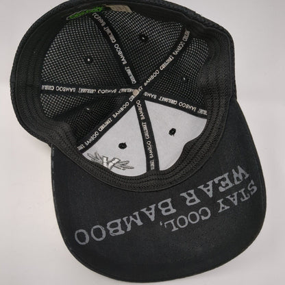 Cariloha Bamboo Stay Cool Fitted Trucker Hat Black S/M Embroidered Mesh Back