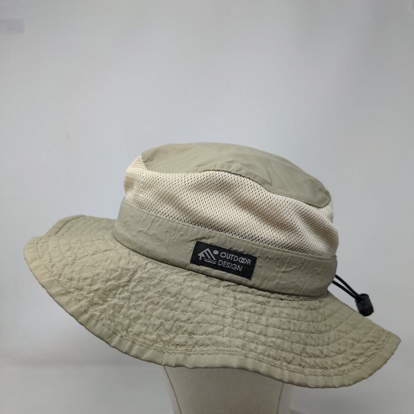 Outdoor Design Fisherman Bucket Hat Tan Medium Adjustable Drawstring Mesh DPC