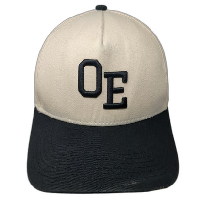 ONLYEVO 5 Panel Beige Black Hat One Size Snapback OE Embroidered Logo Visor