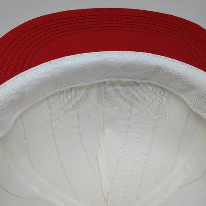 K-Products 5 Panel White Red Hat One Size Pinstripe FSC Logo Patch Snapback