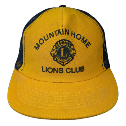 Stylemaster Trucker Hat Yellow Blue 7 5/8 Mountain Home Lions Club Vintage USA