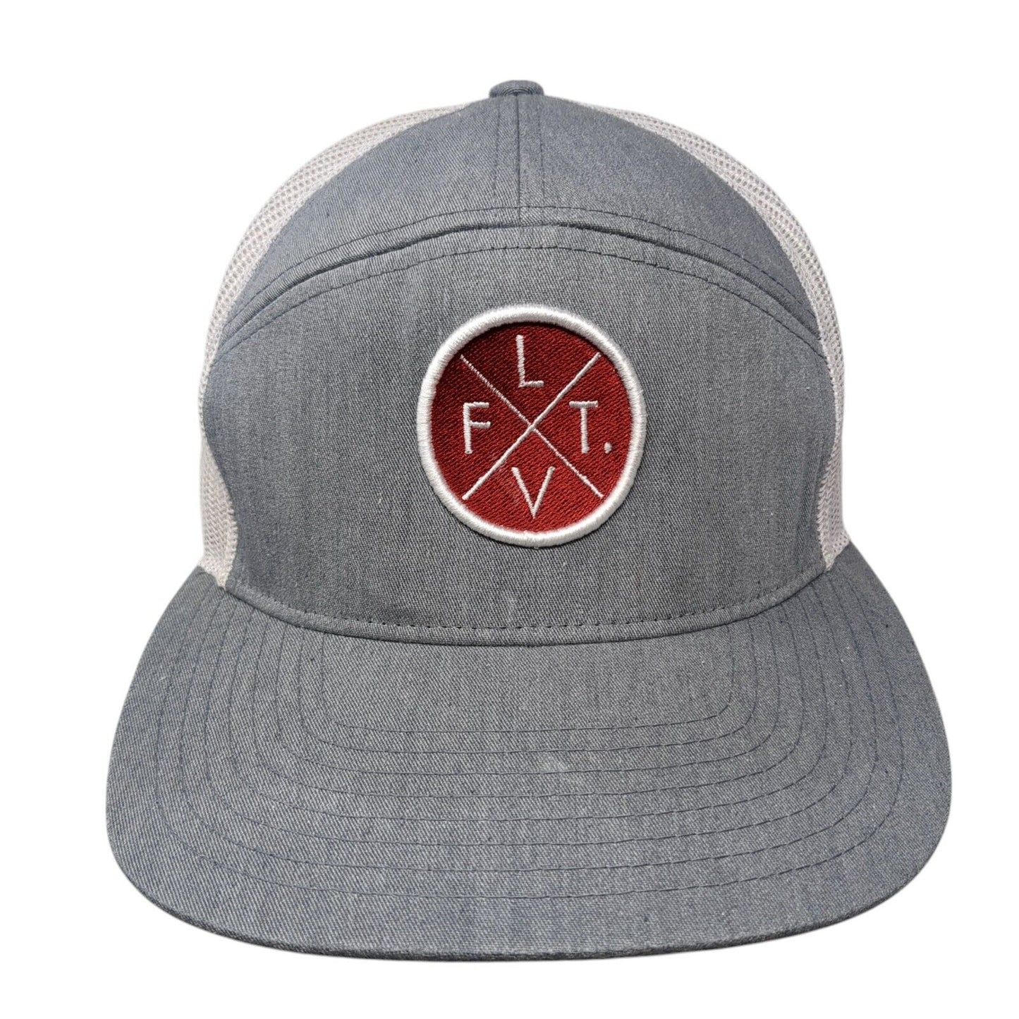 FLTV Snapback 5 Panel Hat Gray One Size Mesh Back Adjustable Colorblock