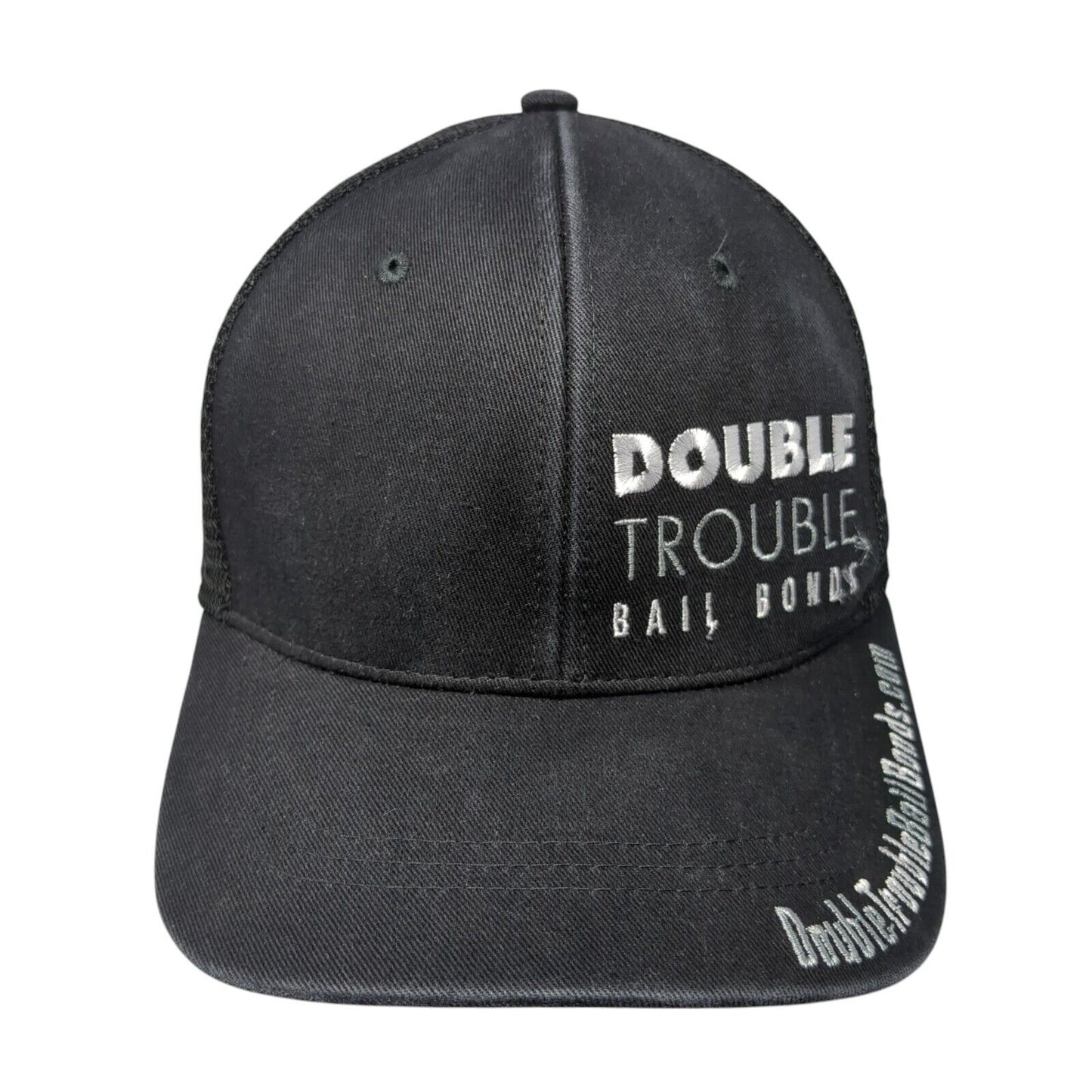 Double Trouble Bail Bonds Snapback Trucker Hat Black One Size Mesh Back
