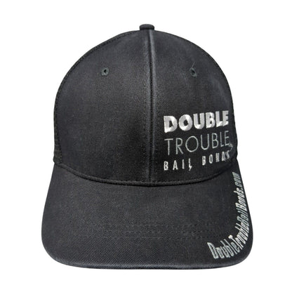 Double Trouble Bail Bonds Snapback Trucker Hat Black One Size Mesh Back