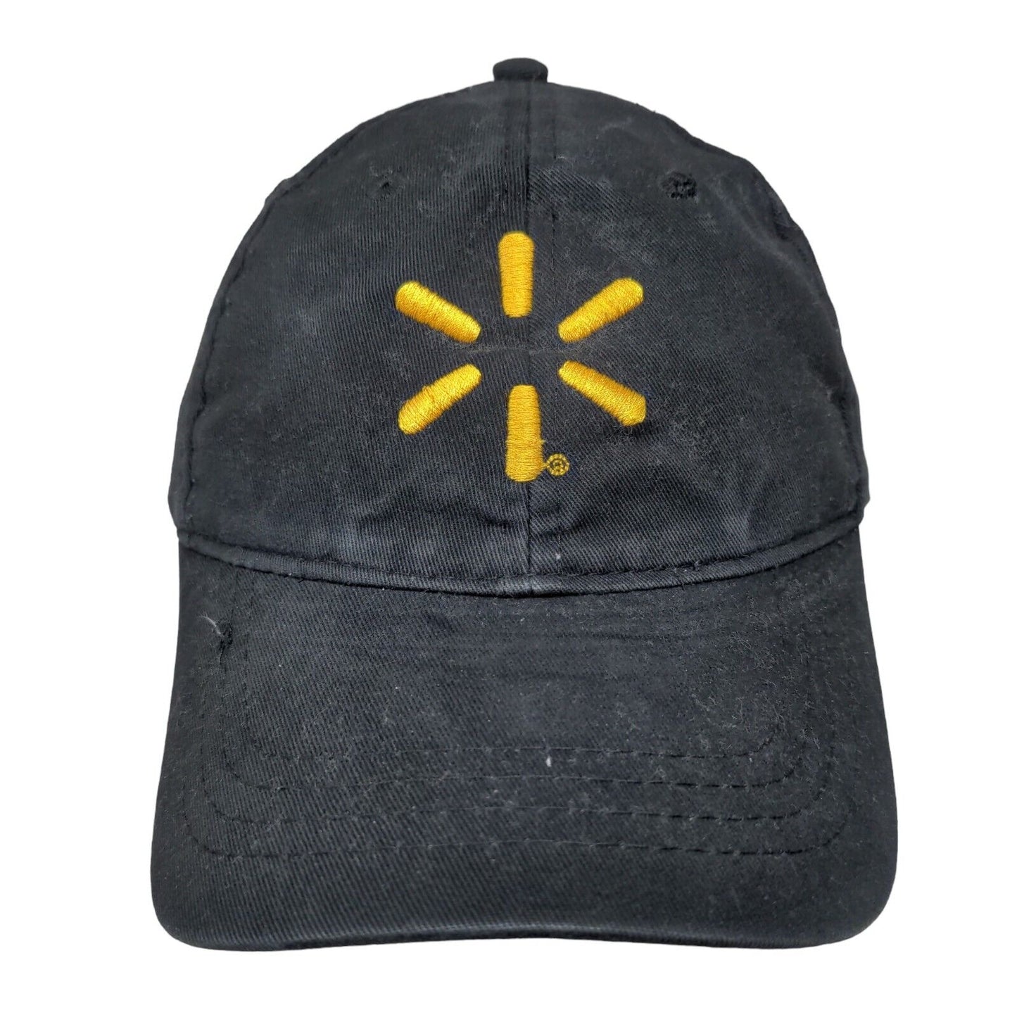 Walmart Slideback Hat Black One Size Adjustable Embroidered Vented Holes 6 Panel