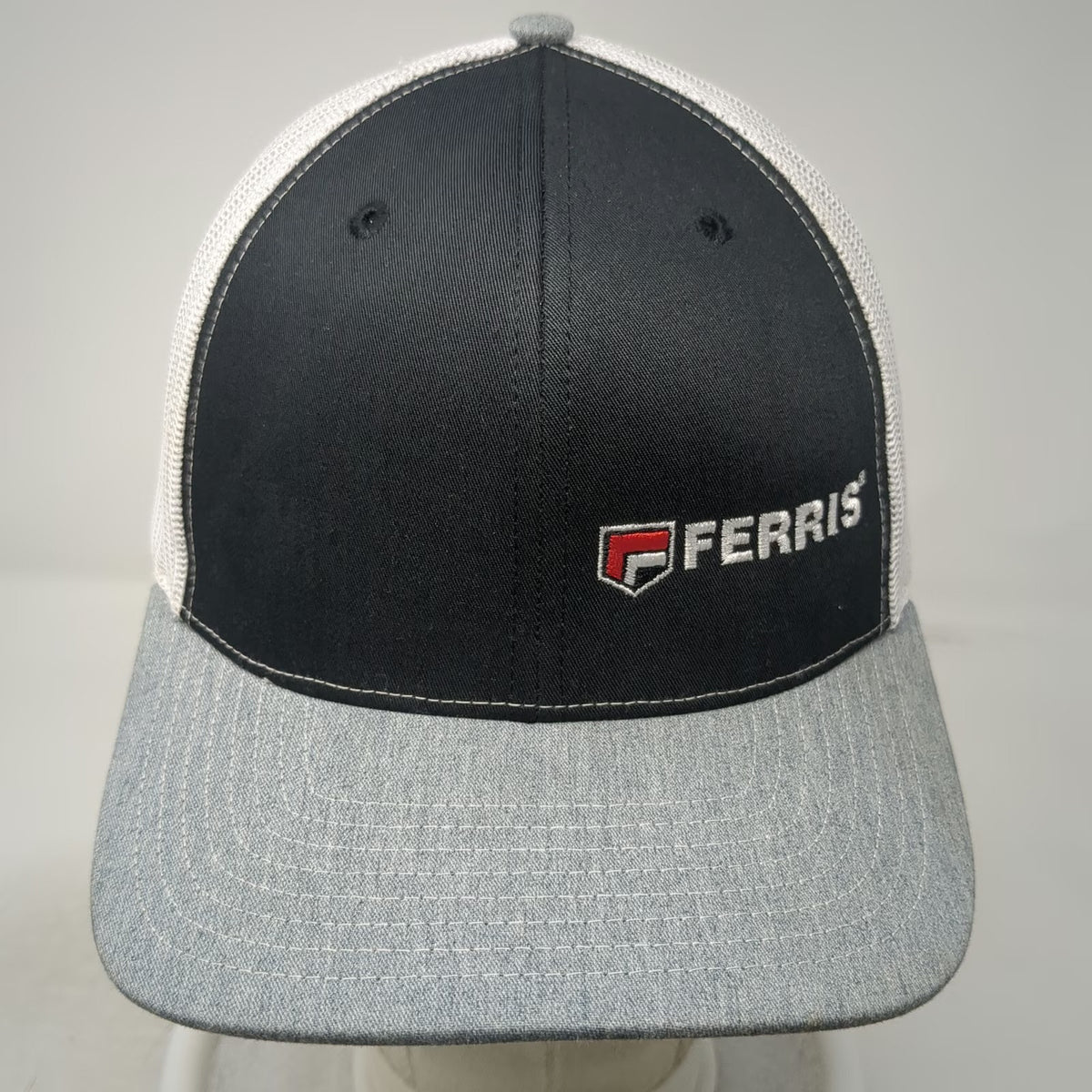 Richardson Trucker Hat Black Gray White One Size Ferris Logo Mesh Back Snapback