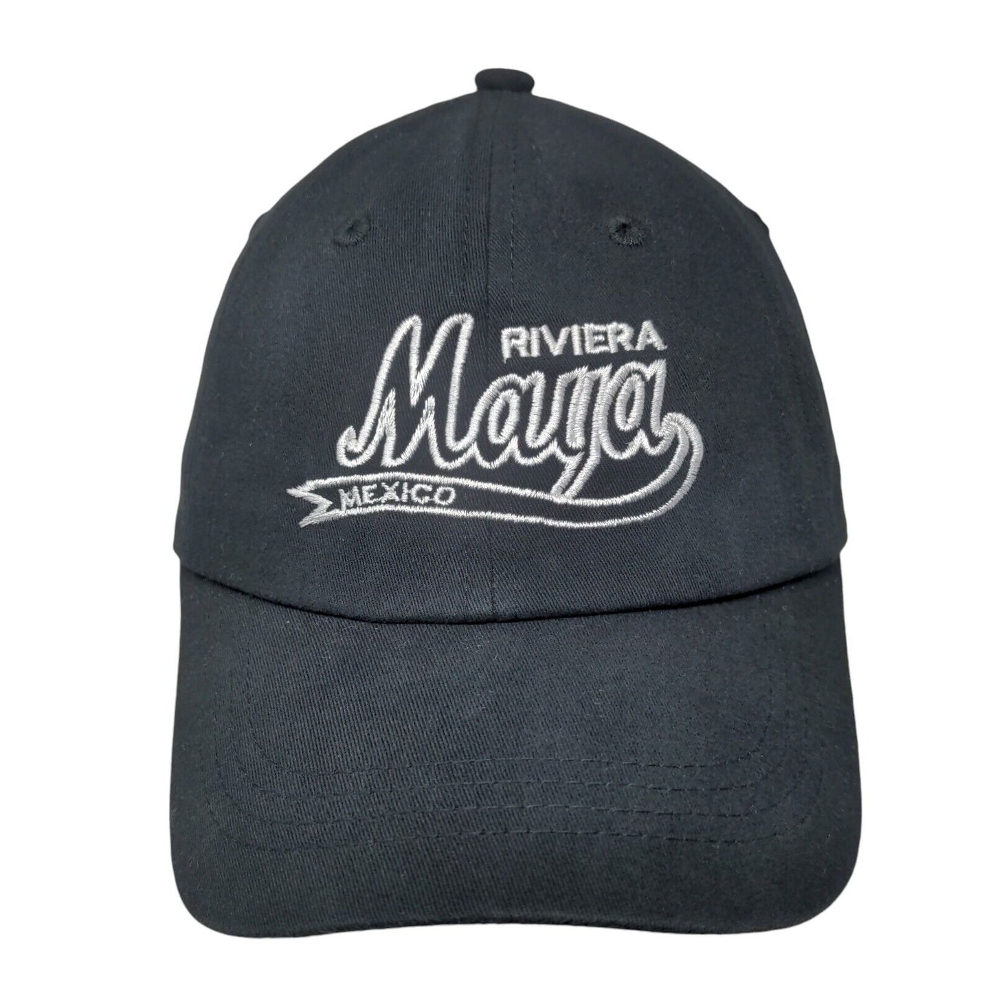 Riviera Maya Mexico Slideback Hat Black One Size Embroidered 6 Panel