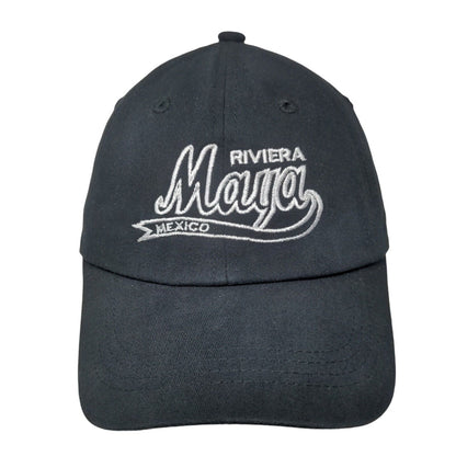 Riviera Maya Mexico Slideback Hat Black One Size Embroidered 6 Panel