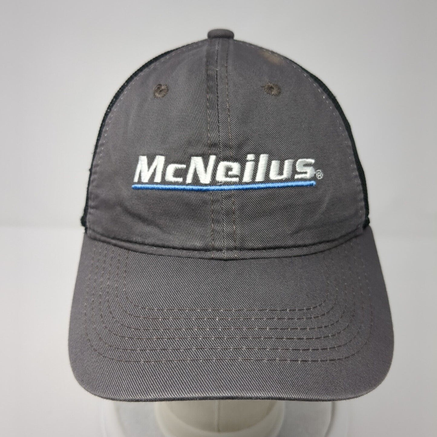 McNeilus Strapback Trucker Hat Gray One Size Adjustable 6 Panel Mesh Back