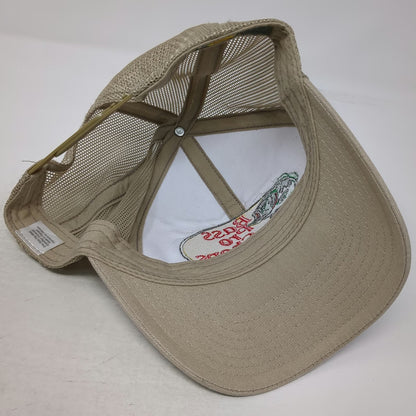 Bass Pro Shops Trucker Hat Beige White One Size Mesh Back Snapback Fish Logo