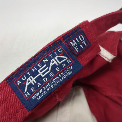 Ahead Baseball Cap White Red One Size Montana Heart State Distressed Patch Hat