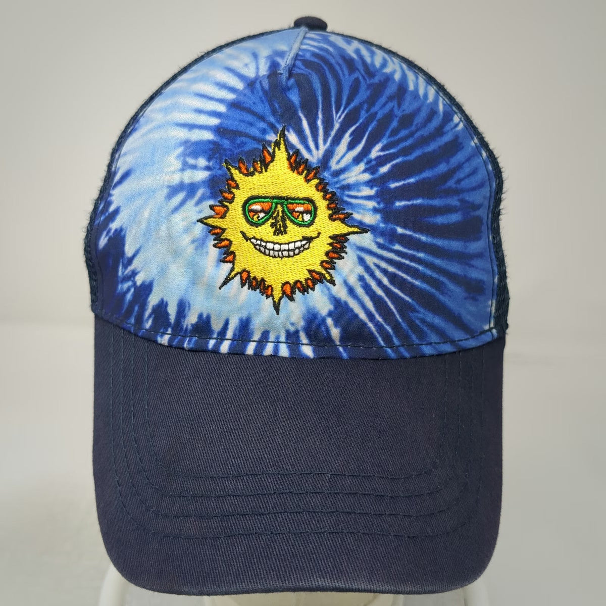 Colortone Trucker Hat Blue One Size Tie Dye Sun Graphic Snapback Mesh Back Hat