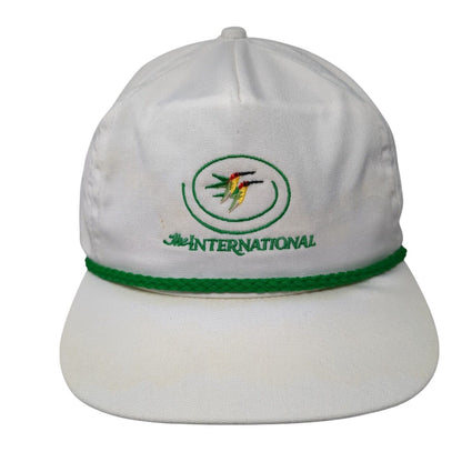 International Slideback Rope Hat White One Size Solid Leather Strap