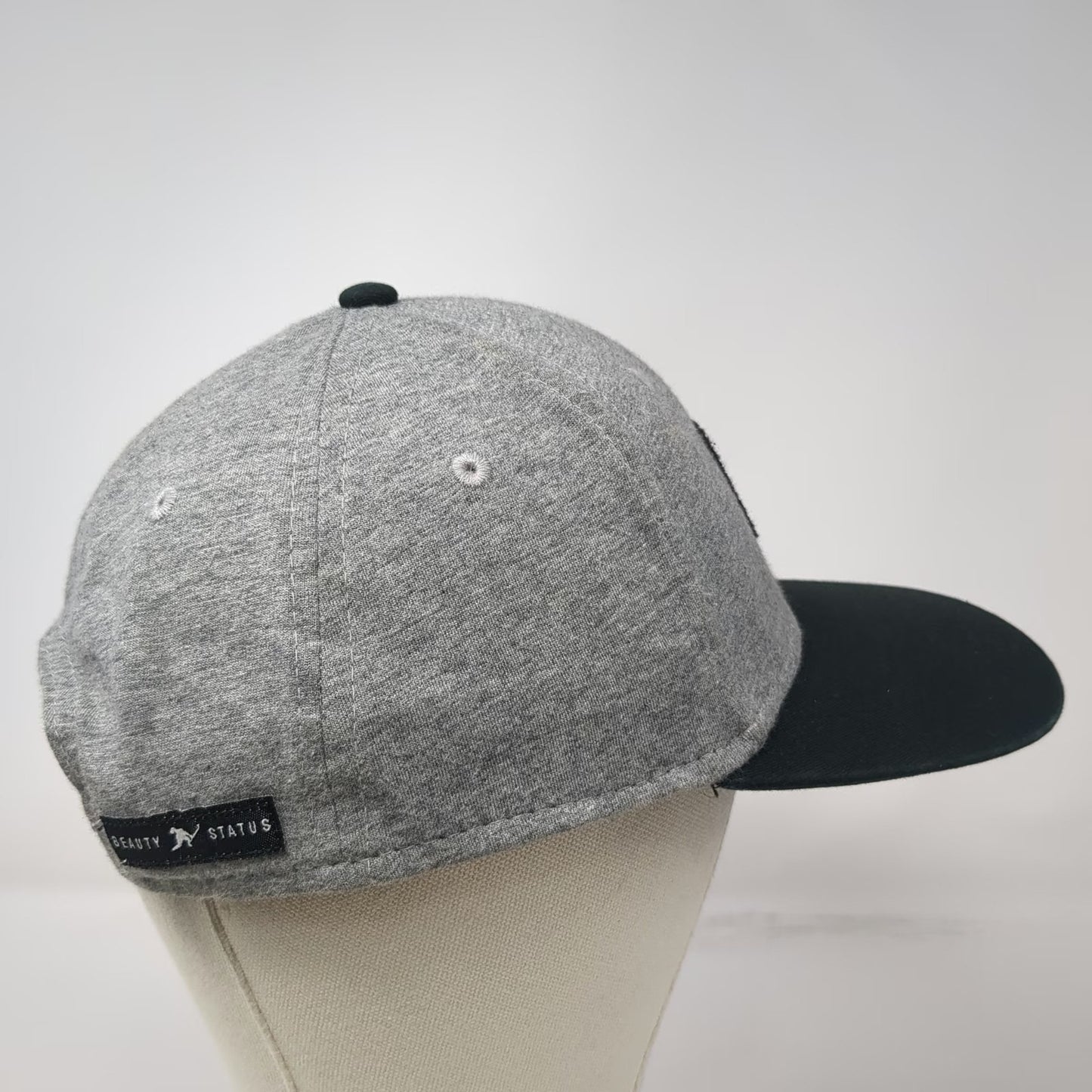 Beauty Status Snapback Gray Black Hat One Size Hockey Jersey Knit Flat Brim