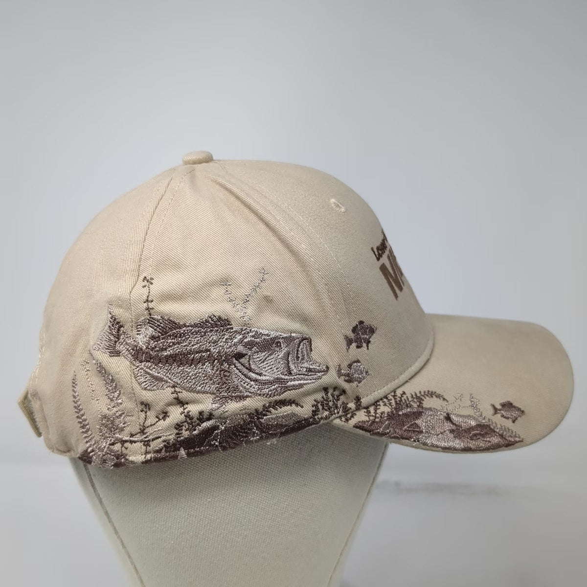 Dri Duck Baseball Cap Beige One Size Fish Embroidery Machine Shop Cotton Hat