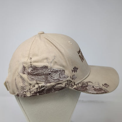 Dri Duck Baseball Cap Beige One Size Fish Embroidery Machine Shop Cotton Hat