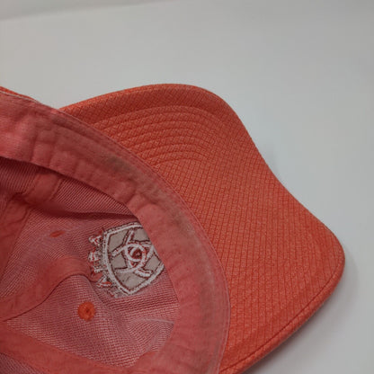 Ariat Strapback Hat Orange OSFM Adjustable Embroidered Logo Vented Holes 6 Panel