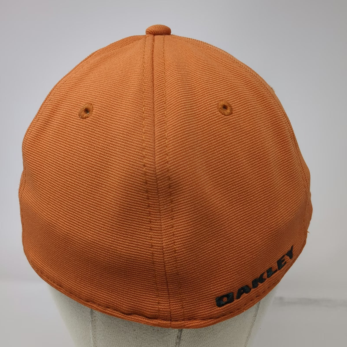 Oakley Baseball Cap Orange M Stretch Fit Curved Brim Hat Raised Metallic Logo